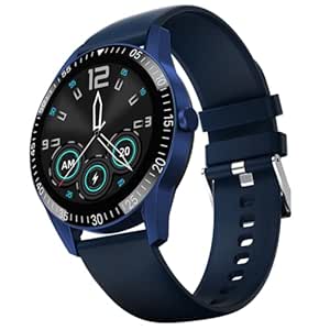 Fire-Boltt Talk Round Smart Watch 1.39″ TFT Display with Bluetooth Calling, Dual Button, Voice Assistance, SPO₂ & Heart Rate Monitor, 120+ Sports Modes, Smartwatch for Men & Women - Blue