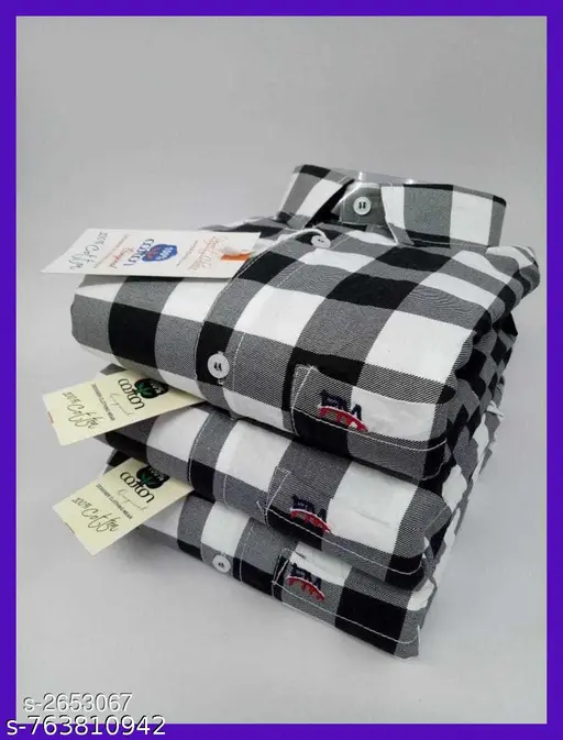 Stylish Cotton Blend Check Men's Shirt Pack of 1